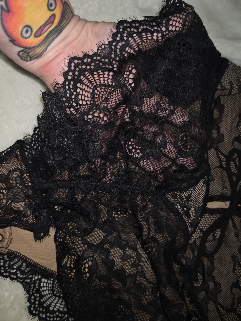 Black Lace Sheer Bodysuit Intimates - Picture 3 of 5